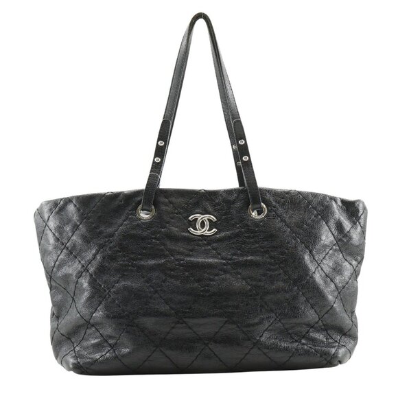 CHANEL Black Leather Coco Mark Tote Bag - Picture 1 of 12